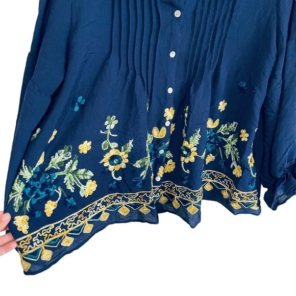 Hope springs embroidered button down blouse - Picture 4 of 7